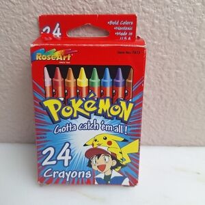 Vintage 1999 RoseArt Pokémon 16 Crayons Box Nintendo New